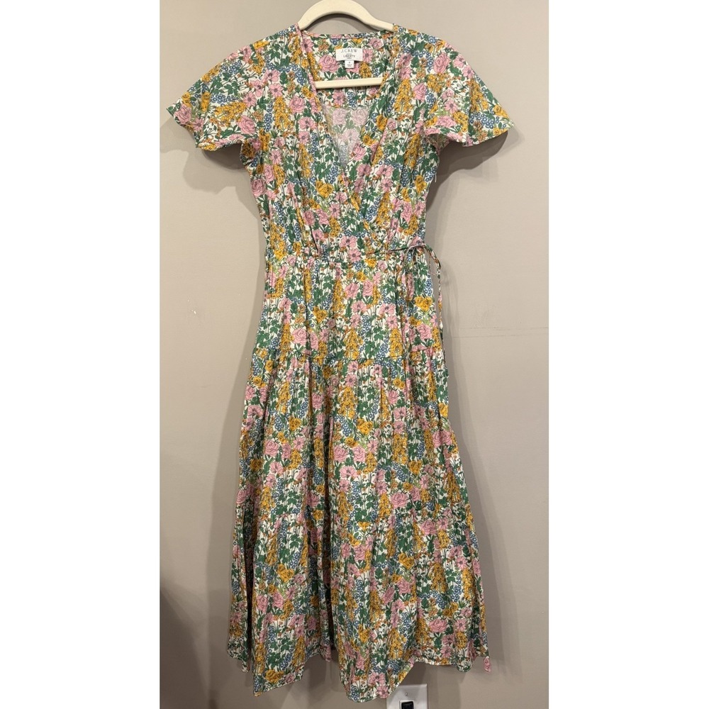 J.CREW Liberty of London Faux Wrap Mini Floral Walk Tiered Dress Size 0